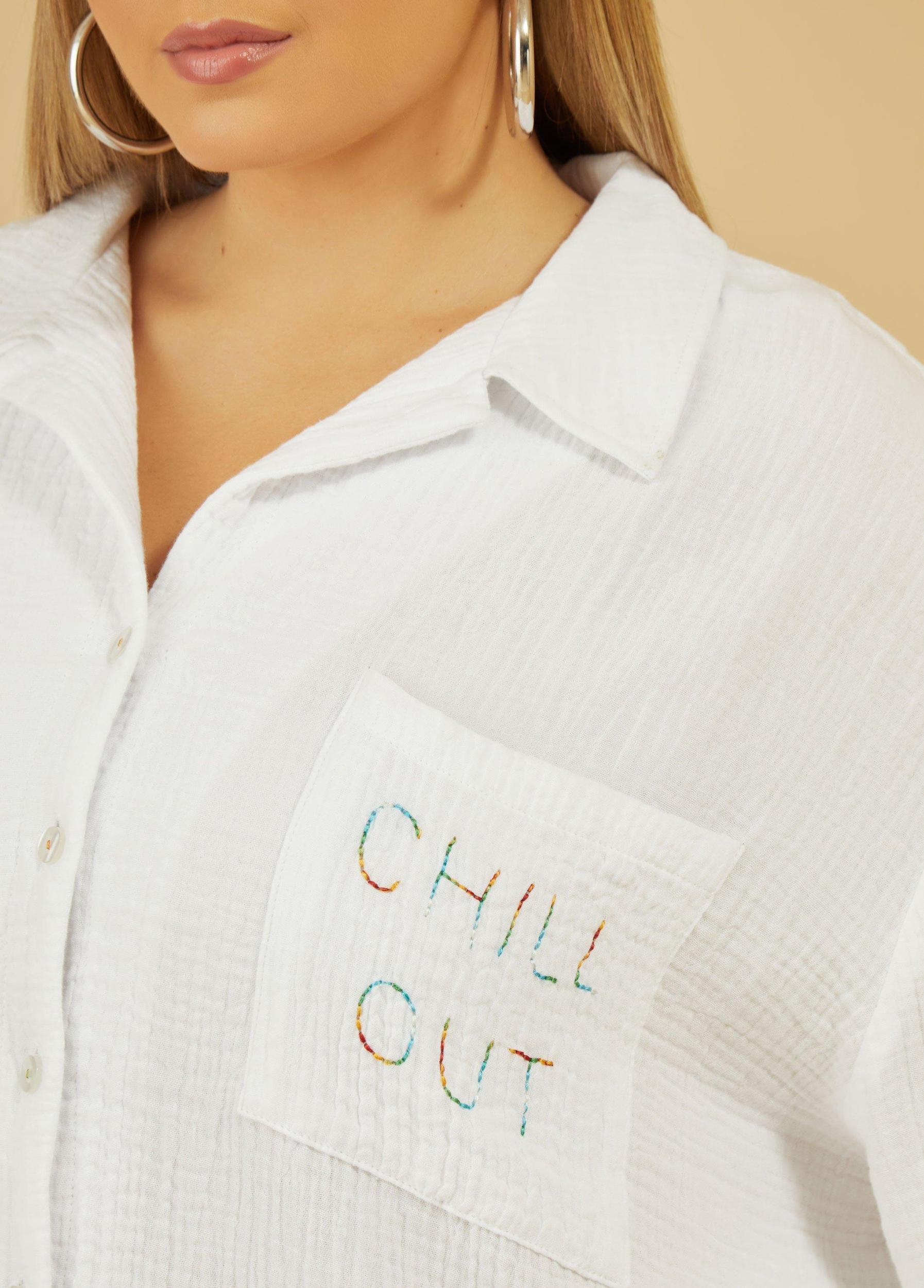 Chill Out Embroidered Gauze Shirt Product Image