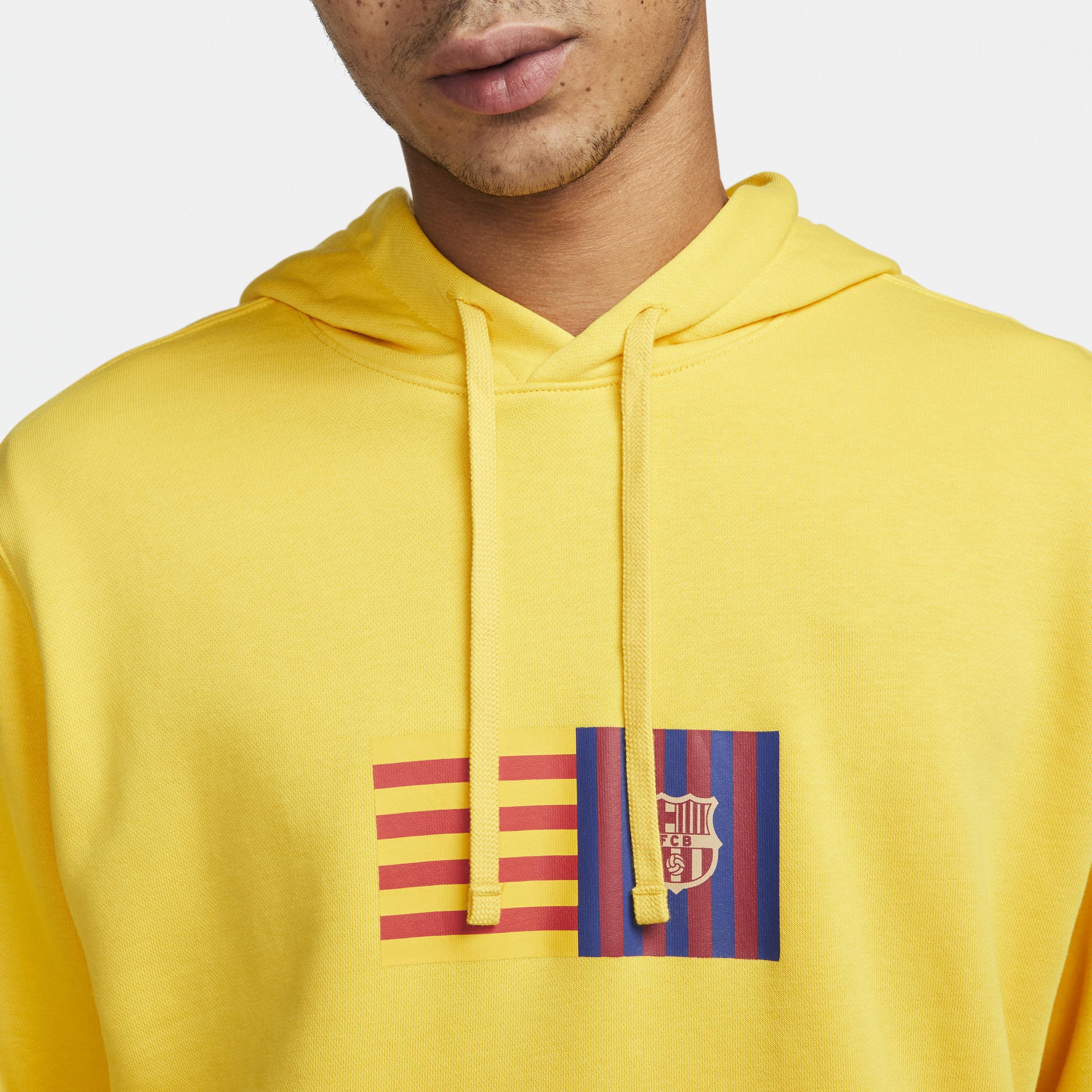 Mens Nike Yellow Barcelona Club Logo Pullover Hoodie Product Image