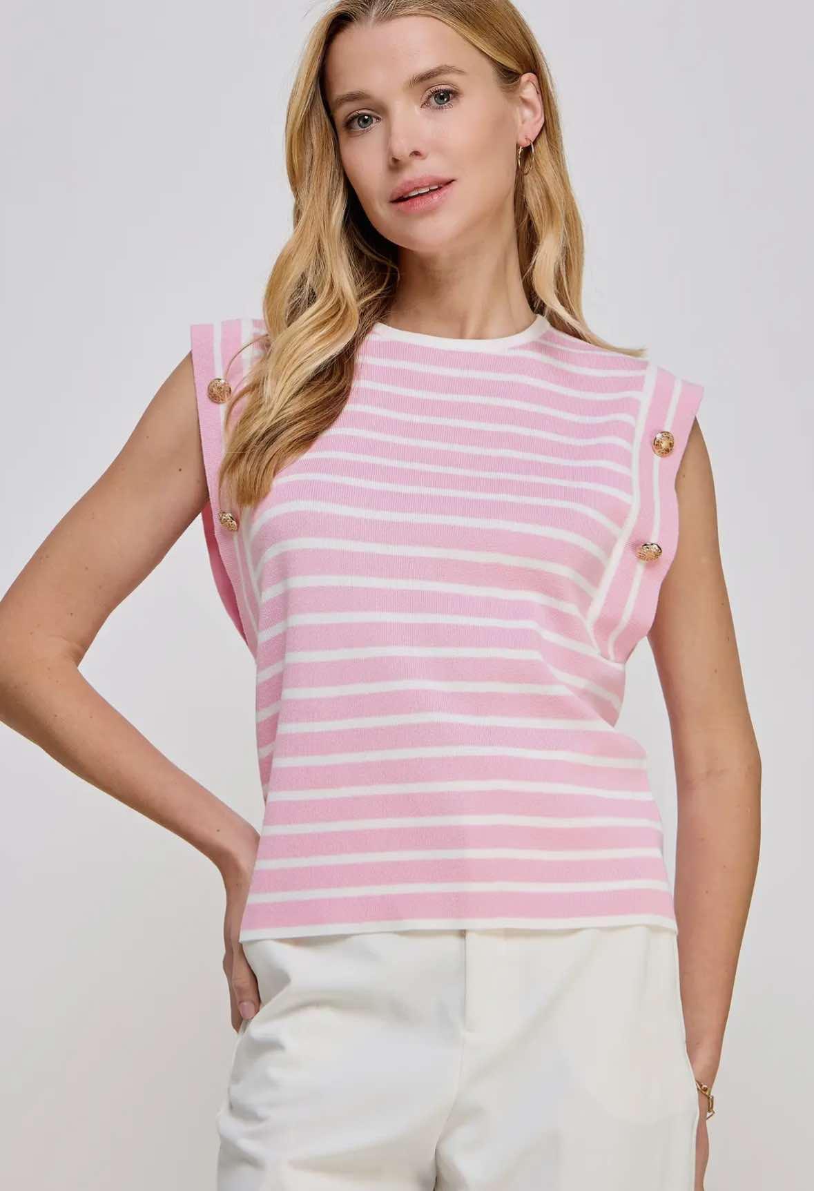 The Coastal Chic Striped Knit Top Product Image