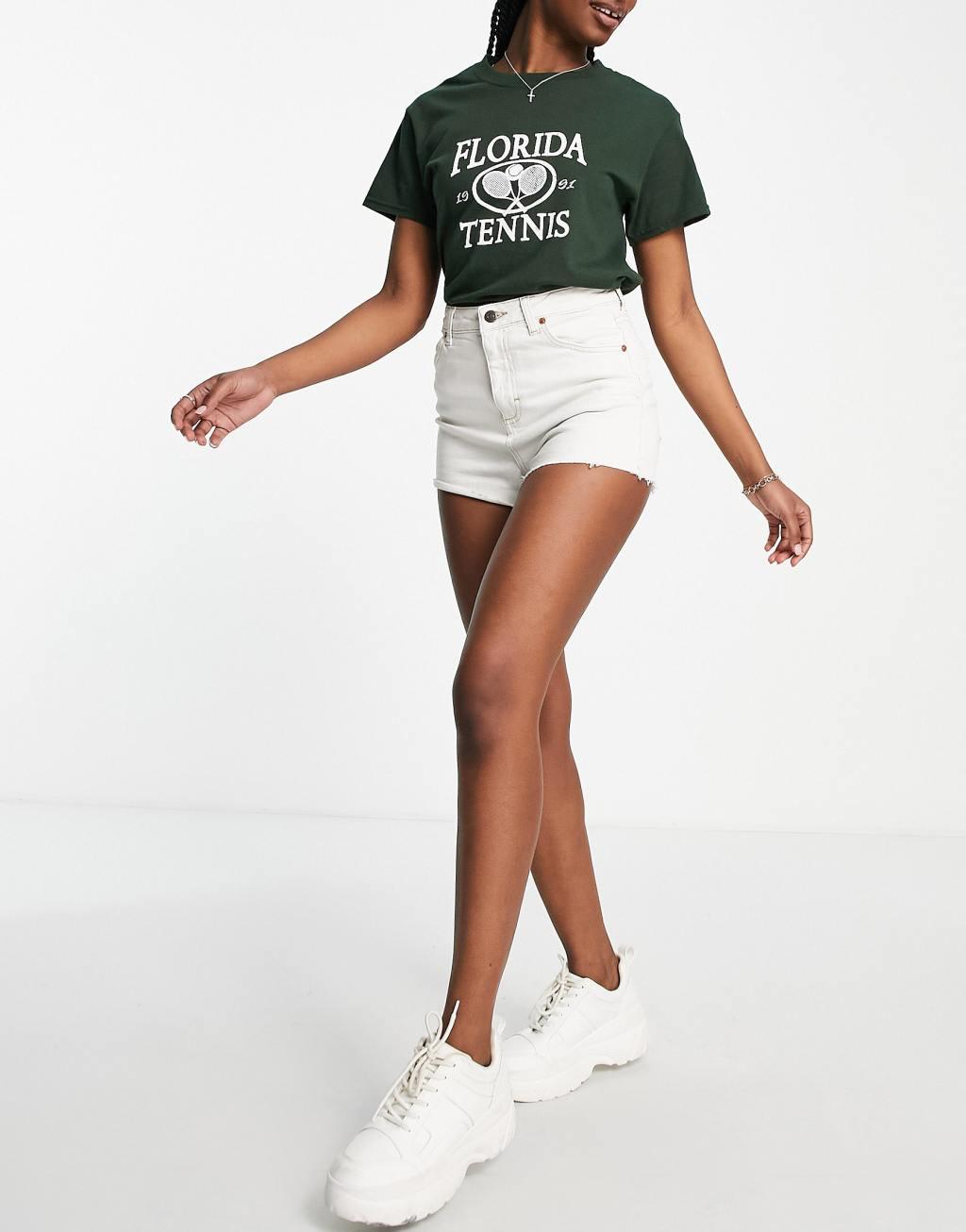 Topshop denim comfort stretch mom shorts Product Image
