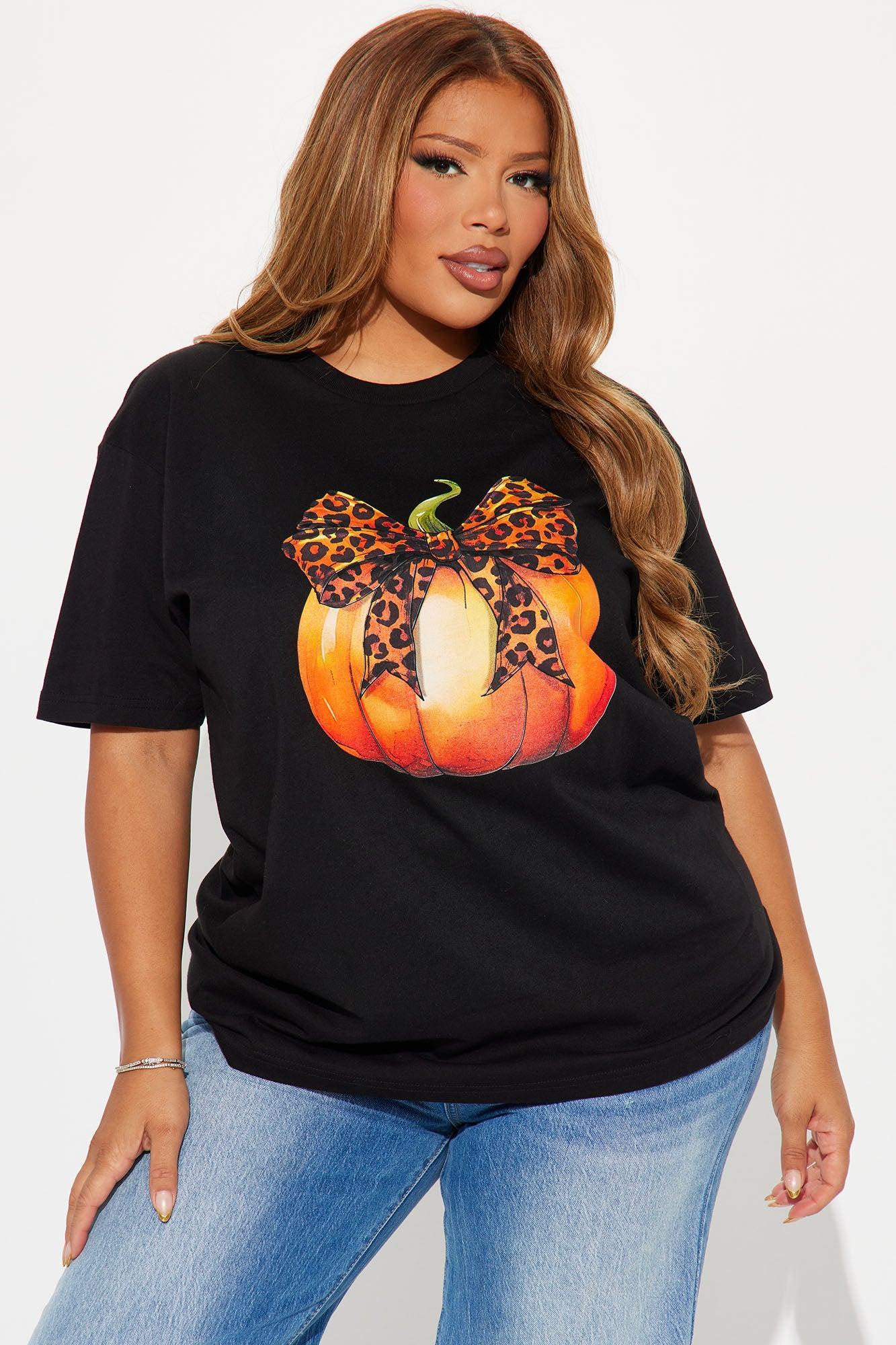 Put A Bow On It Pumpkin Tee - Black Product Image
