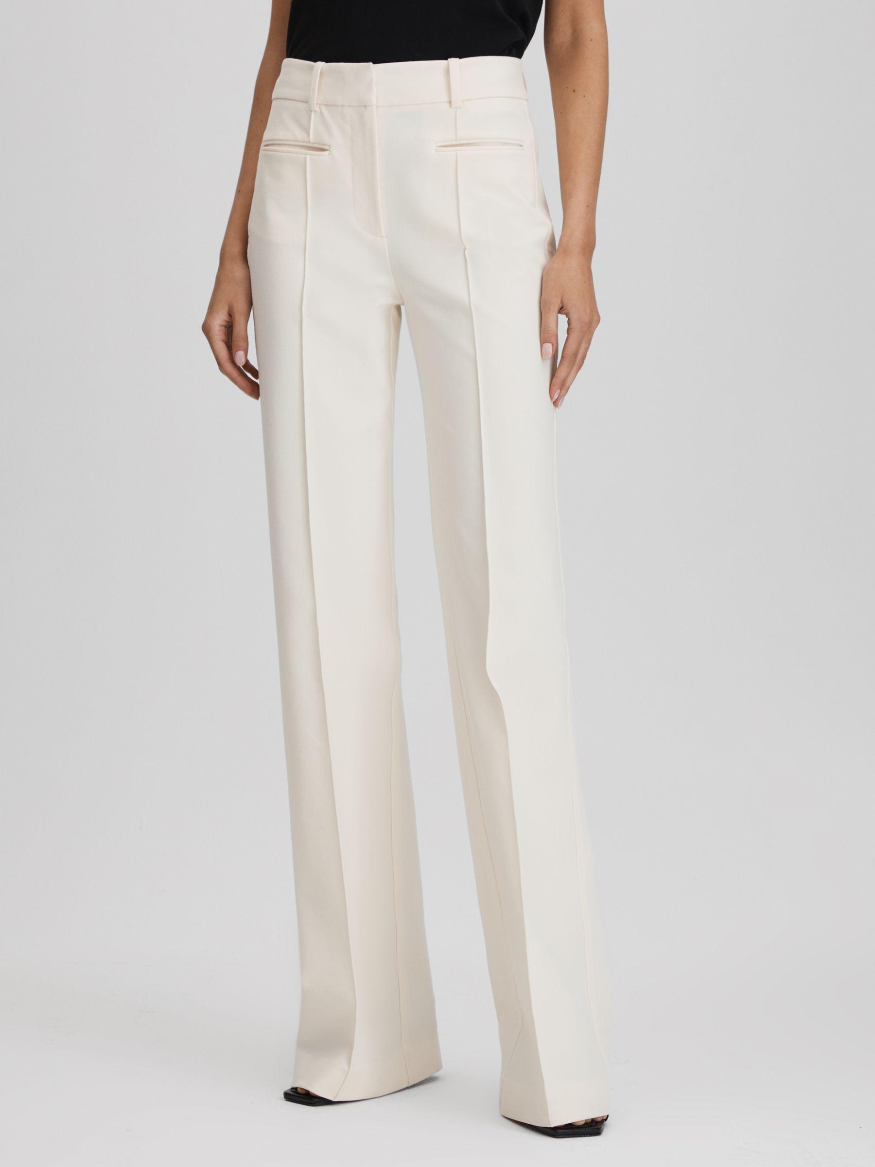 High Rise Flared Trousers in Cream Product Image