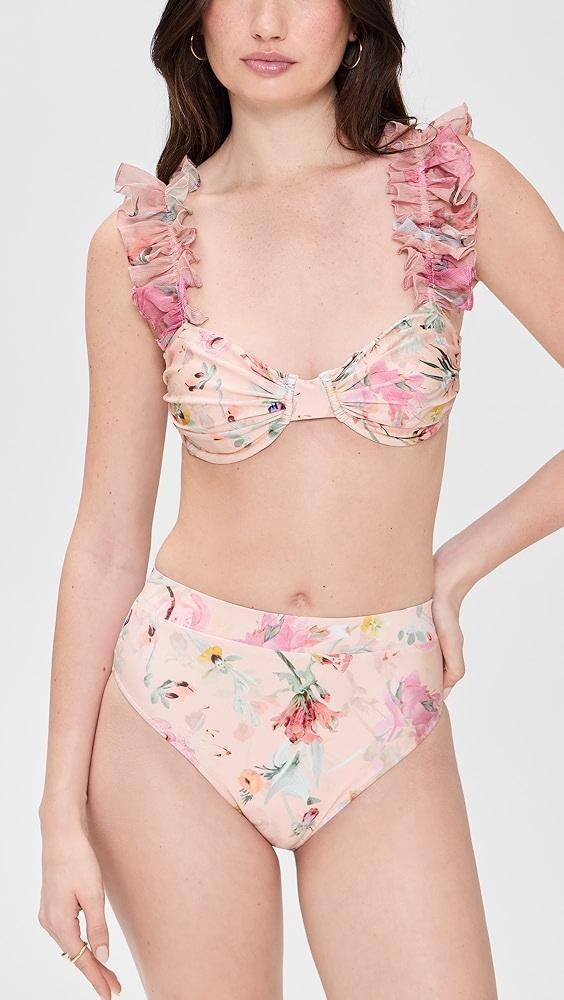 PatBO Lily Flower High Waist Bikini Bottoms | Shopbop Product Image