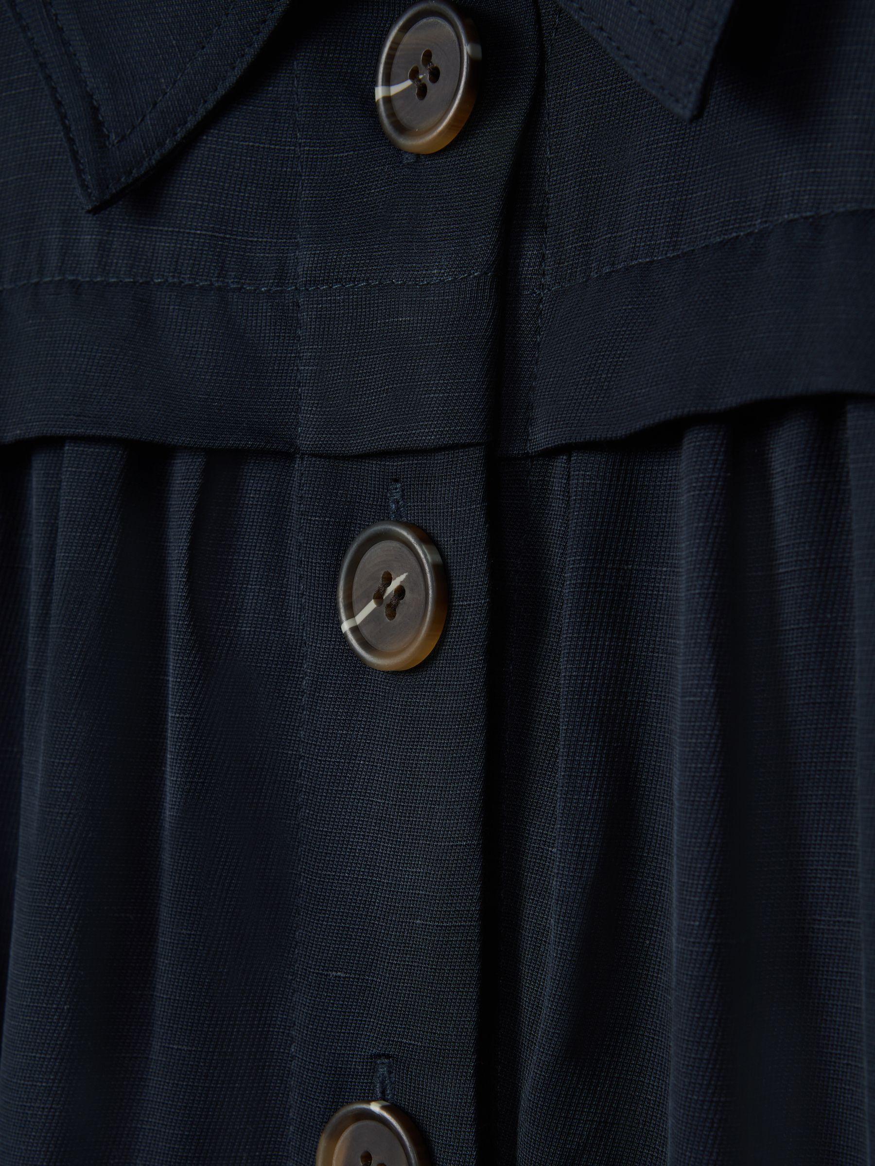 Belted Cap Sleeve Midi Dress With Linen in Navy Product Image