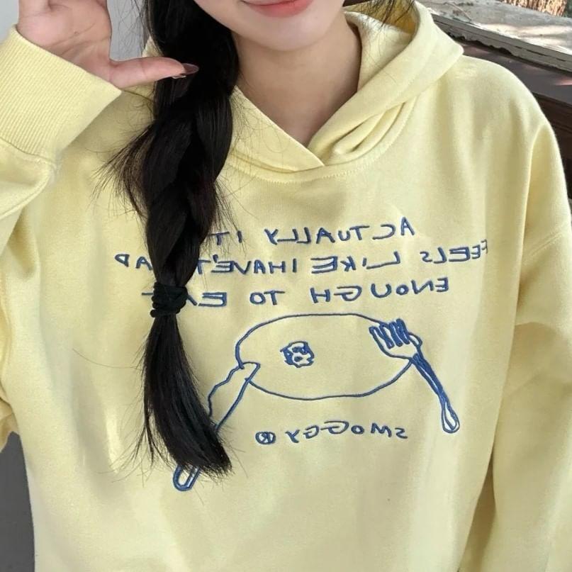 V-Neck Print Hoodie Product Image