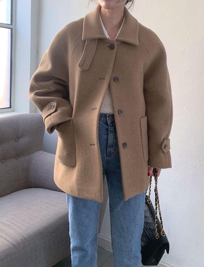 Faux Shearling Button-Up Jacket Product Image
