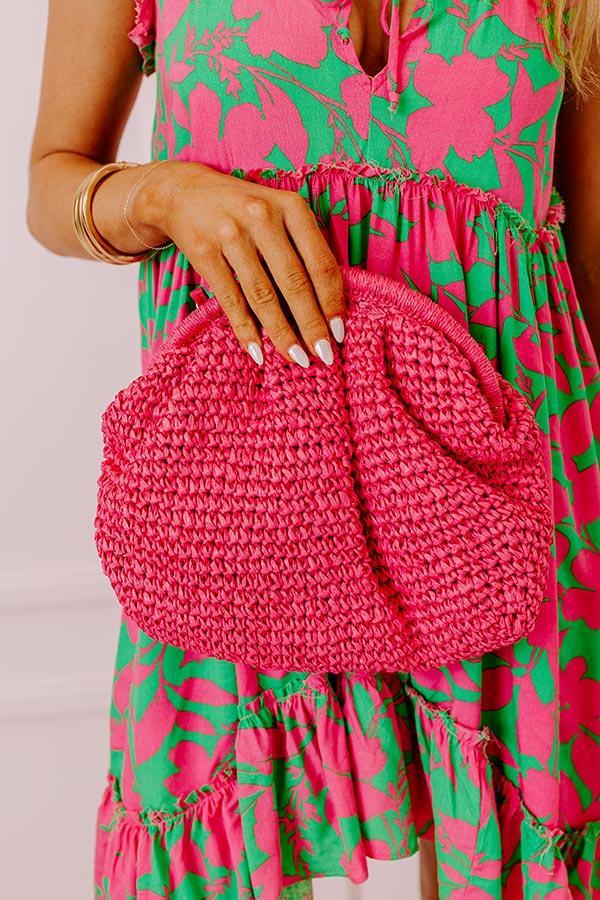 Coral Cove Woven Crossbody In Hot Pink Product Image