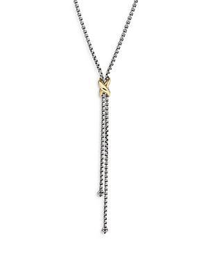 Womens Petite X Lariat Necklace in Sterling Silver with 18K Yellow Gold Product Image