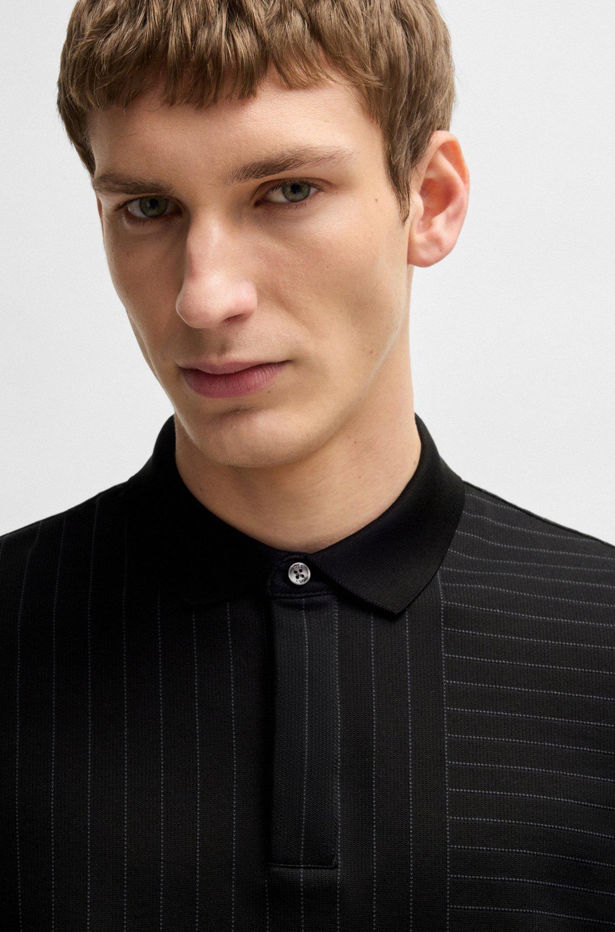 Mercerized-cotton polo shirt with mixed stripes Product Image