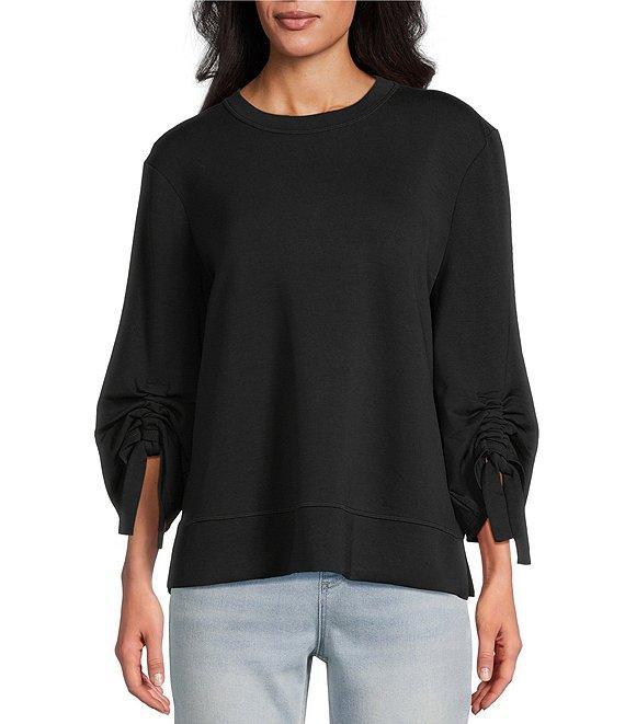 Westbound Ruched Sleeve Crew Neck Top Product Image
