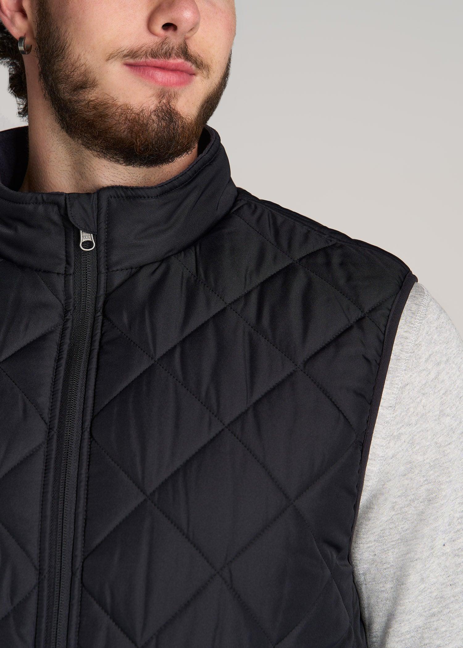 Quilted Reversible Tall Men's Vest in Black & Charcoal Product Image