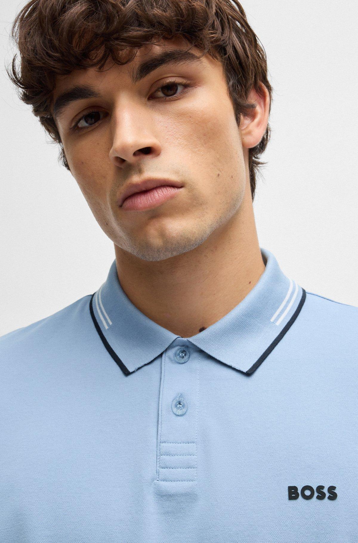 Stretch-cotton slim-fit polo shirt with branding Product Image