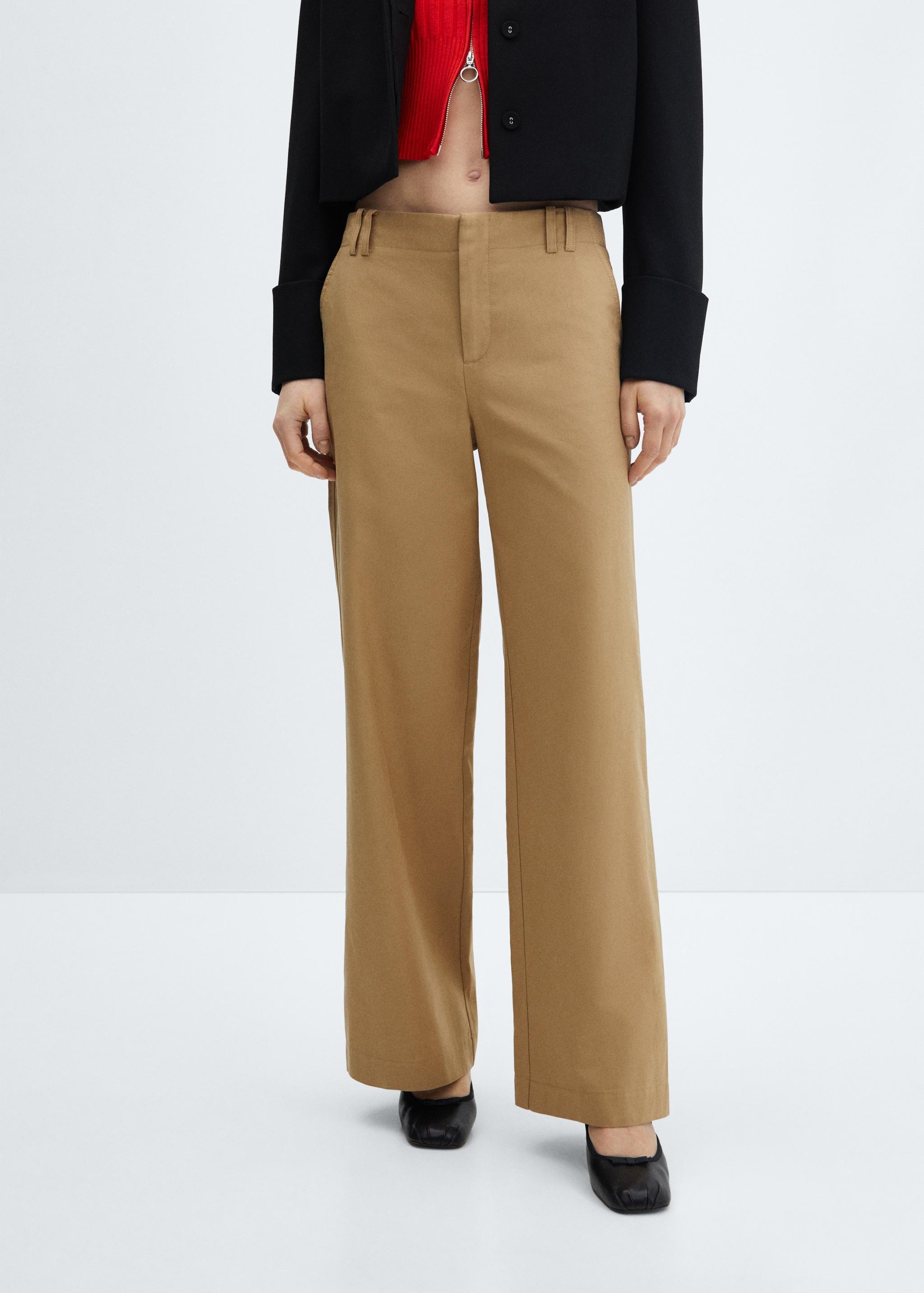 Wideleg lyocell trousers - Women | MANGO USA Product Image