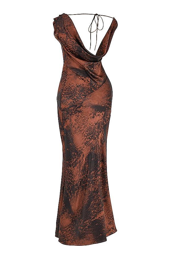 Alaina Antique Copper Bias Cut Maxi Dress Product Image