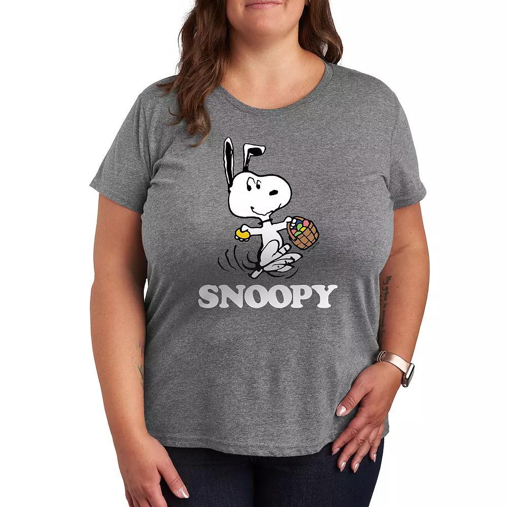 Plus Peanuts Snoopy Christmas Lights Graphic Tee, Womens Grey Gray Product Image