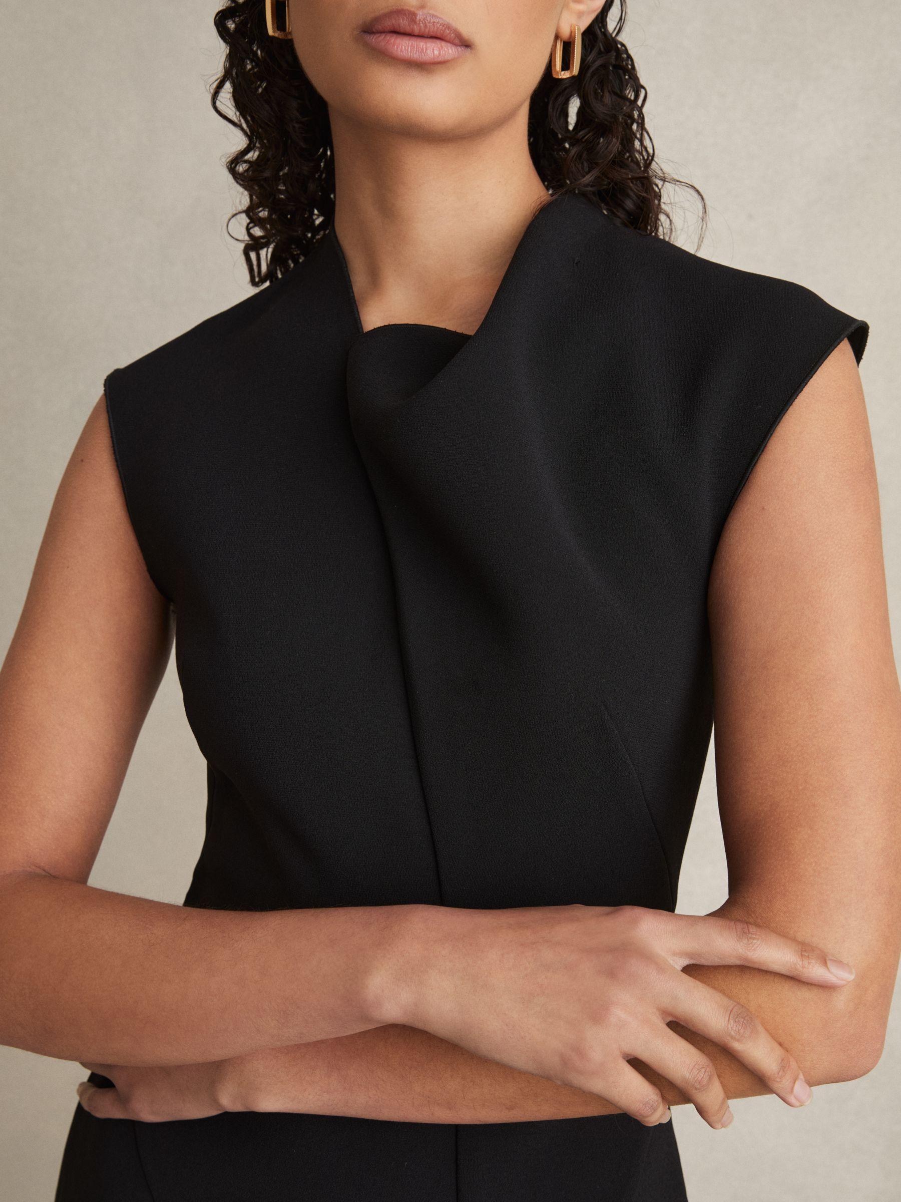 Acler Crepe Draped-Neck Mini Dress in Black Product Image
