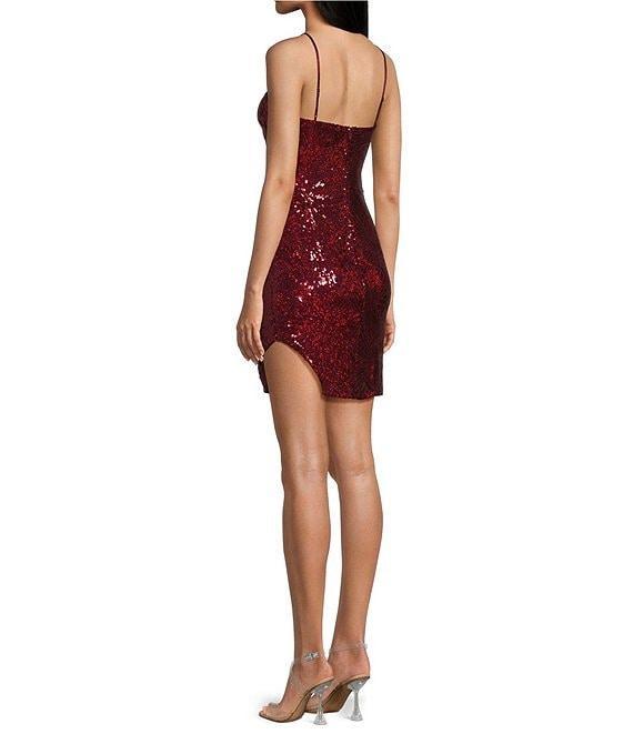 City Vibe Square Neck Sequin Side Slit Dress Product Image