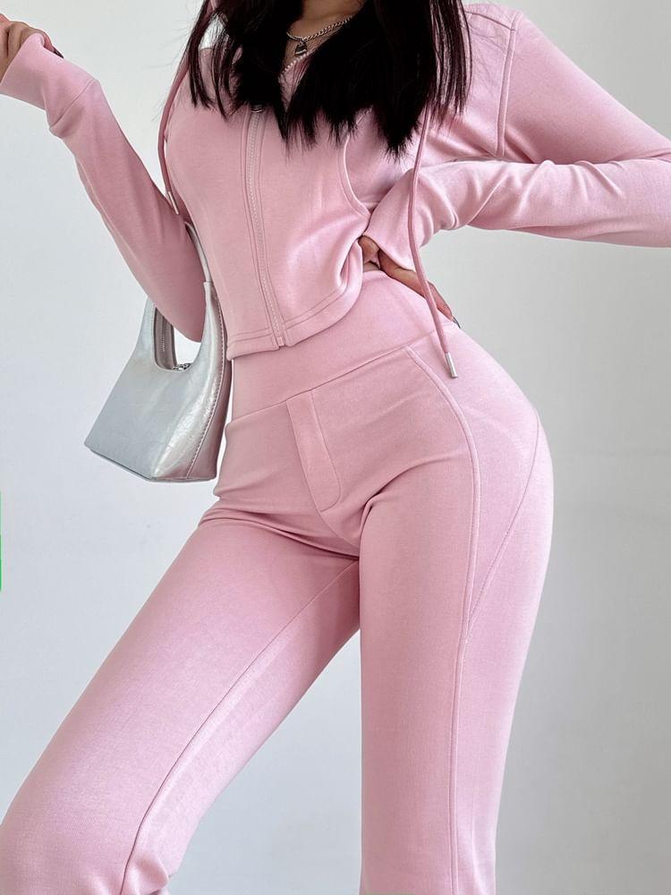 High Waist Plain Flared Sweatpants Product Image
