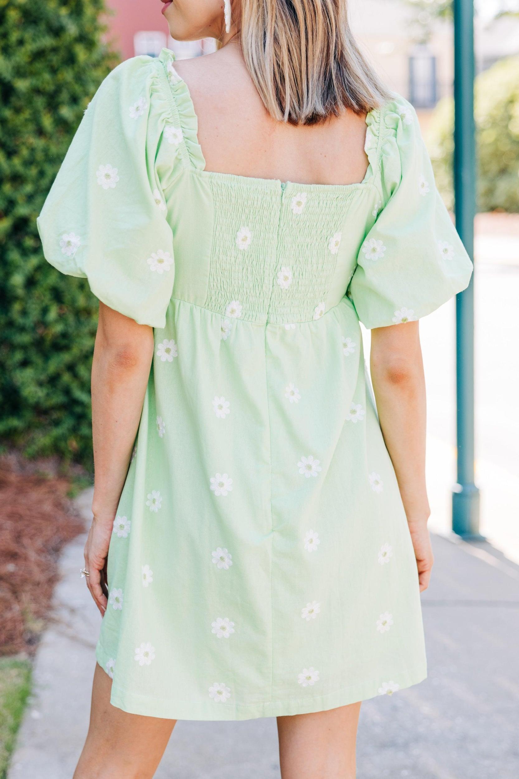 Perfectly Precious Sage Green Floral Babydoll Dress Female Product Image