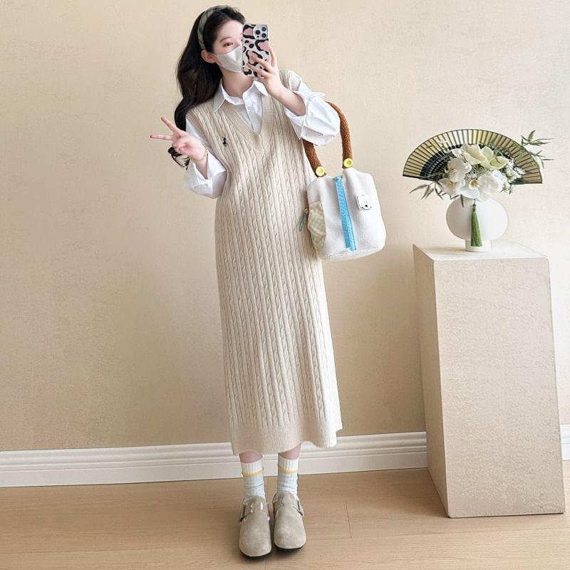 Maternity Long-Sleeve Plain Shirt Product Image