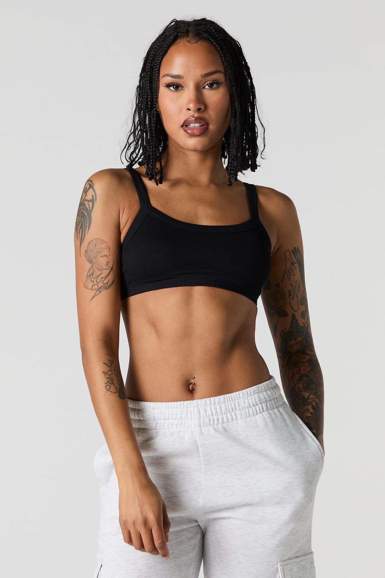 Seamless Ribbed Bralette with Built-In Cups Female Product Image