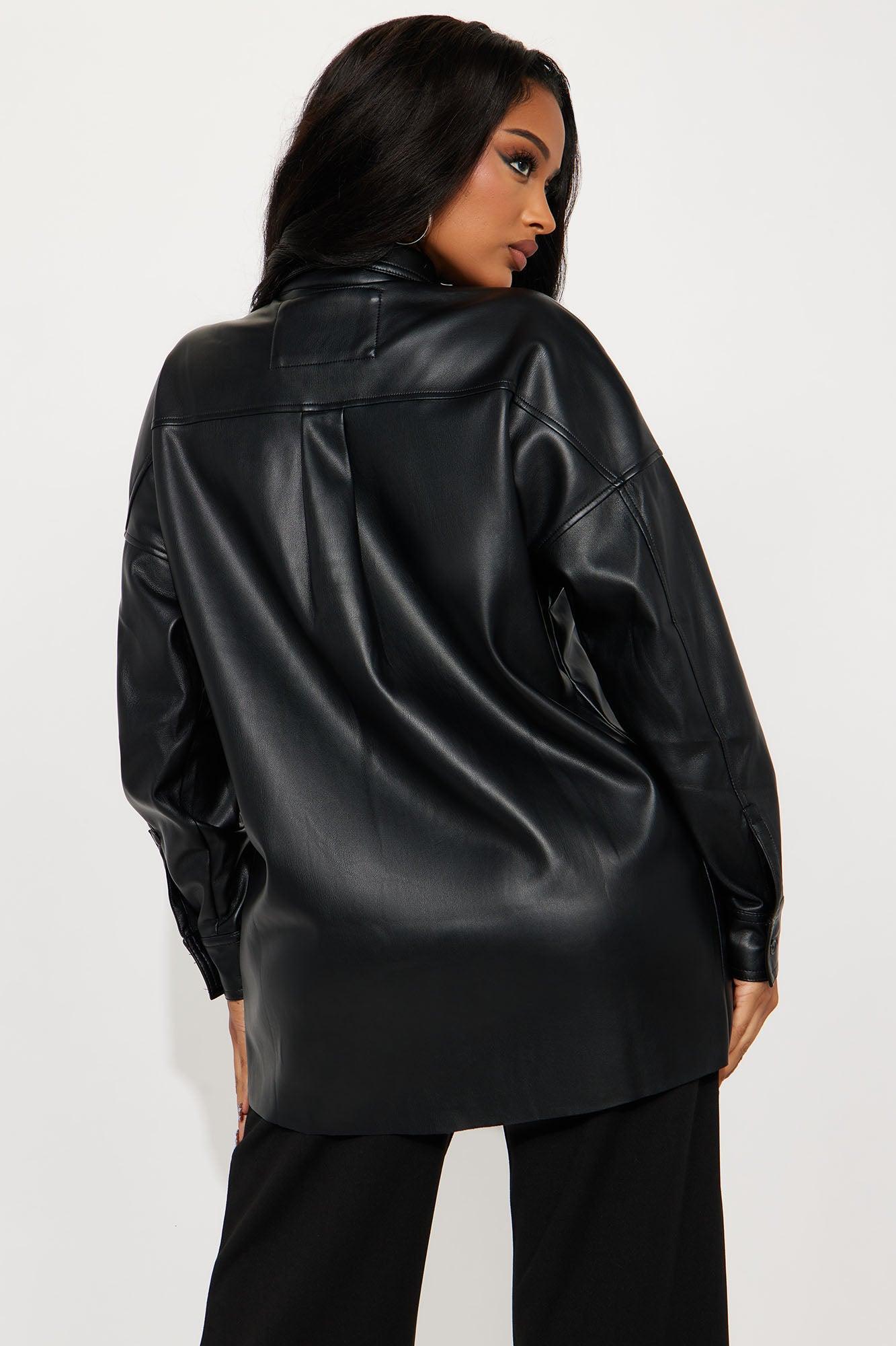 Don't Speak Faux Leather Shirt - Black Product Image