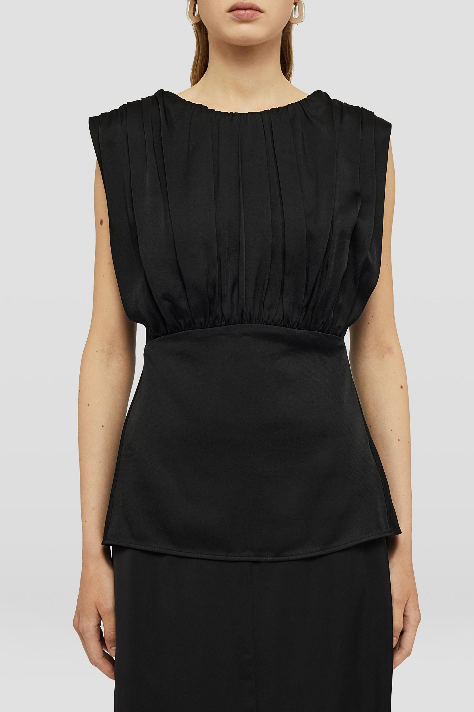 JIL SANDER Gathered Satin Top In Black Product Image