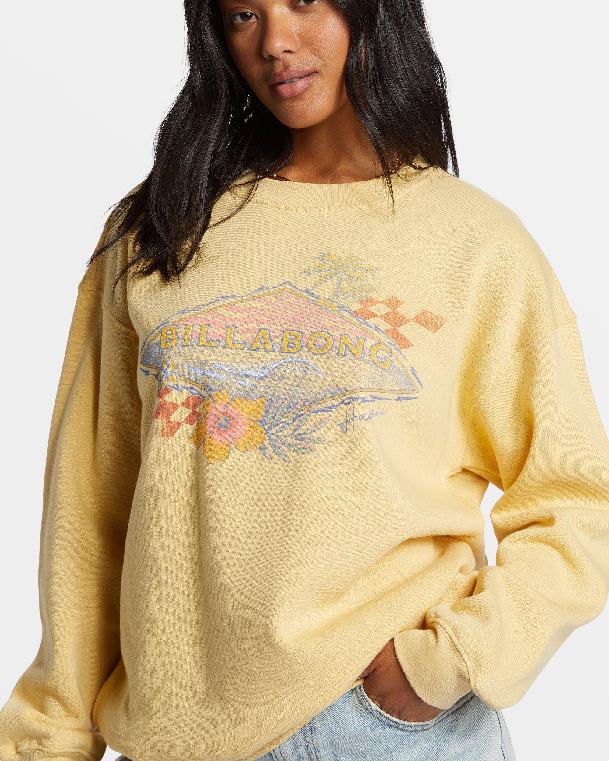 Surfing Together Crewneck Sweatshirt - Pale Yellow Female Product Image
