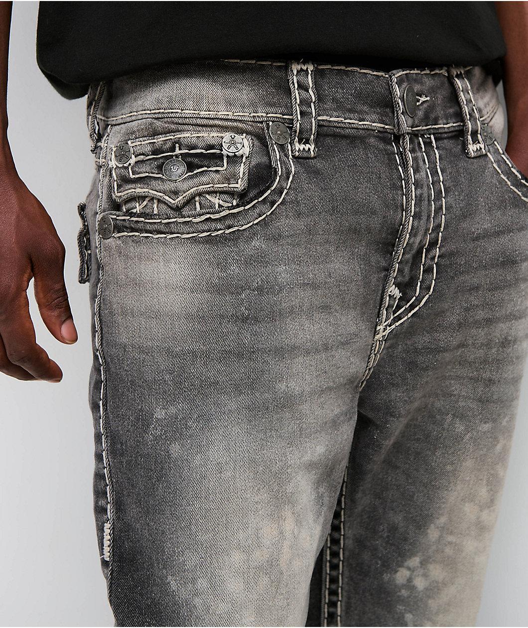 True Religion Ricky Faded Super T Grey Wash Straight Leg Jeans Product Image