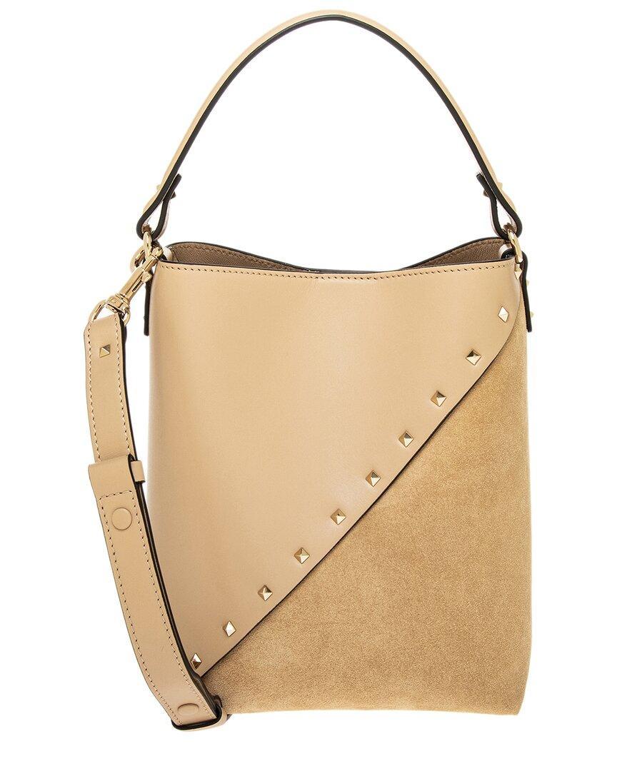 VALENTINO GARAVANI Valentino Rockstud Wispy Leather Bucket Bag In Black Product Image