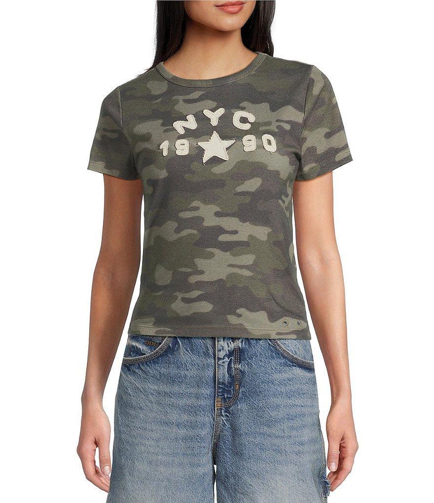 BDG Urban Outfitters NYC 1990 Appliqued Camouflage Printed Short Sleeve T-Shirt Product Image