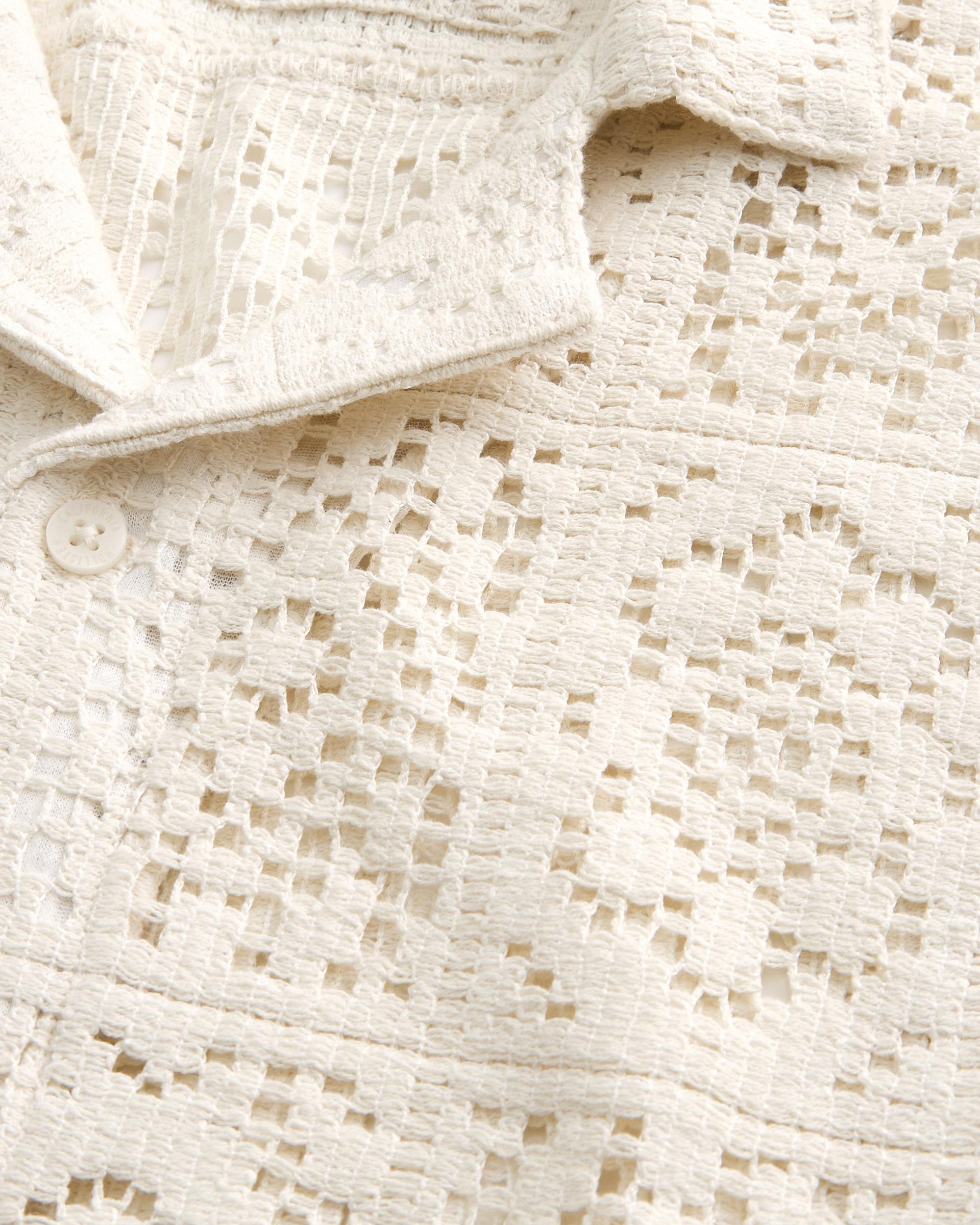 Short-Sleeve Crochet-Style Shirt Product Image
