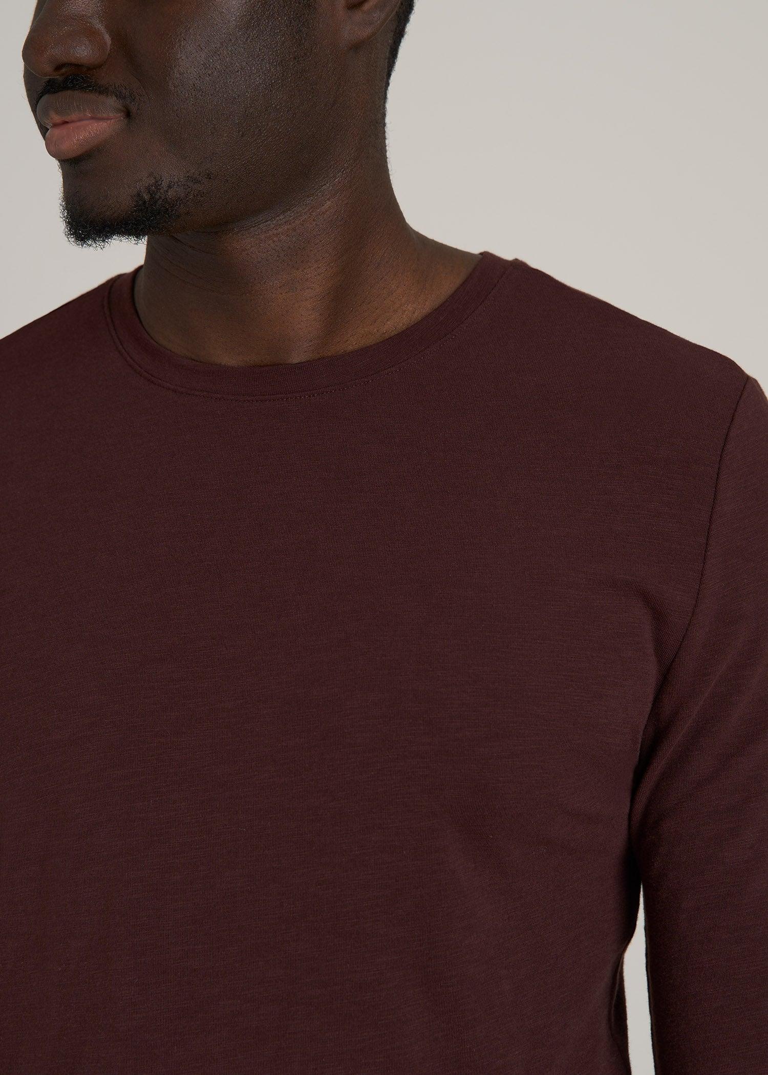 Slub Long Sleeve Scoop Tall Men's Tee in Oxblood Product Image