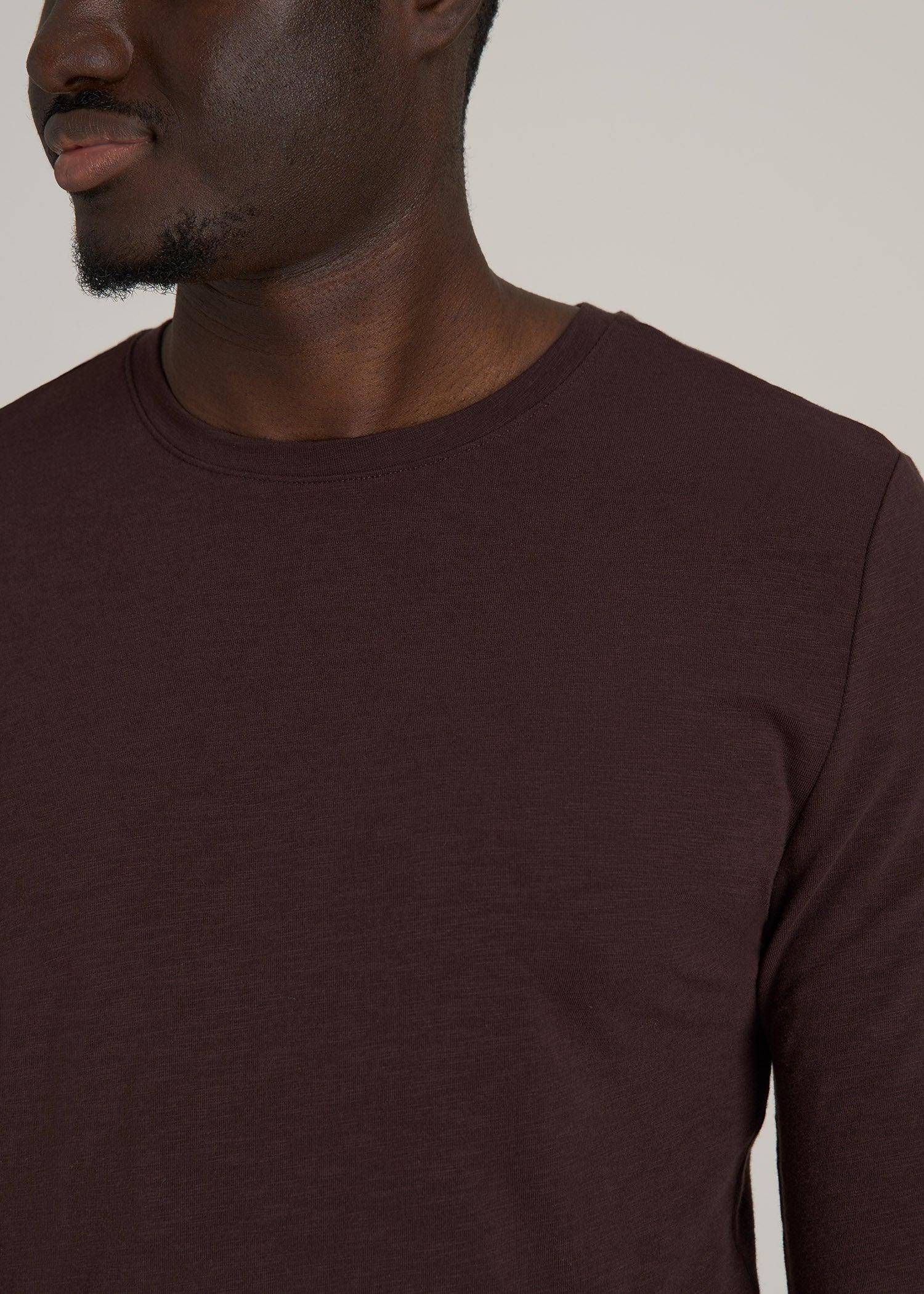 Slub Long Sleeve Scoop Tall Men's Tee in Oxblood Product Image