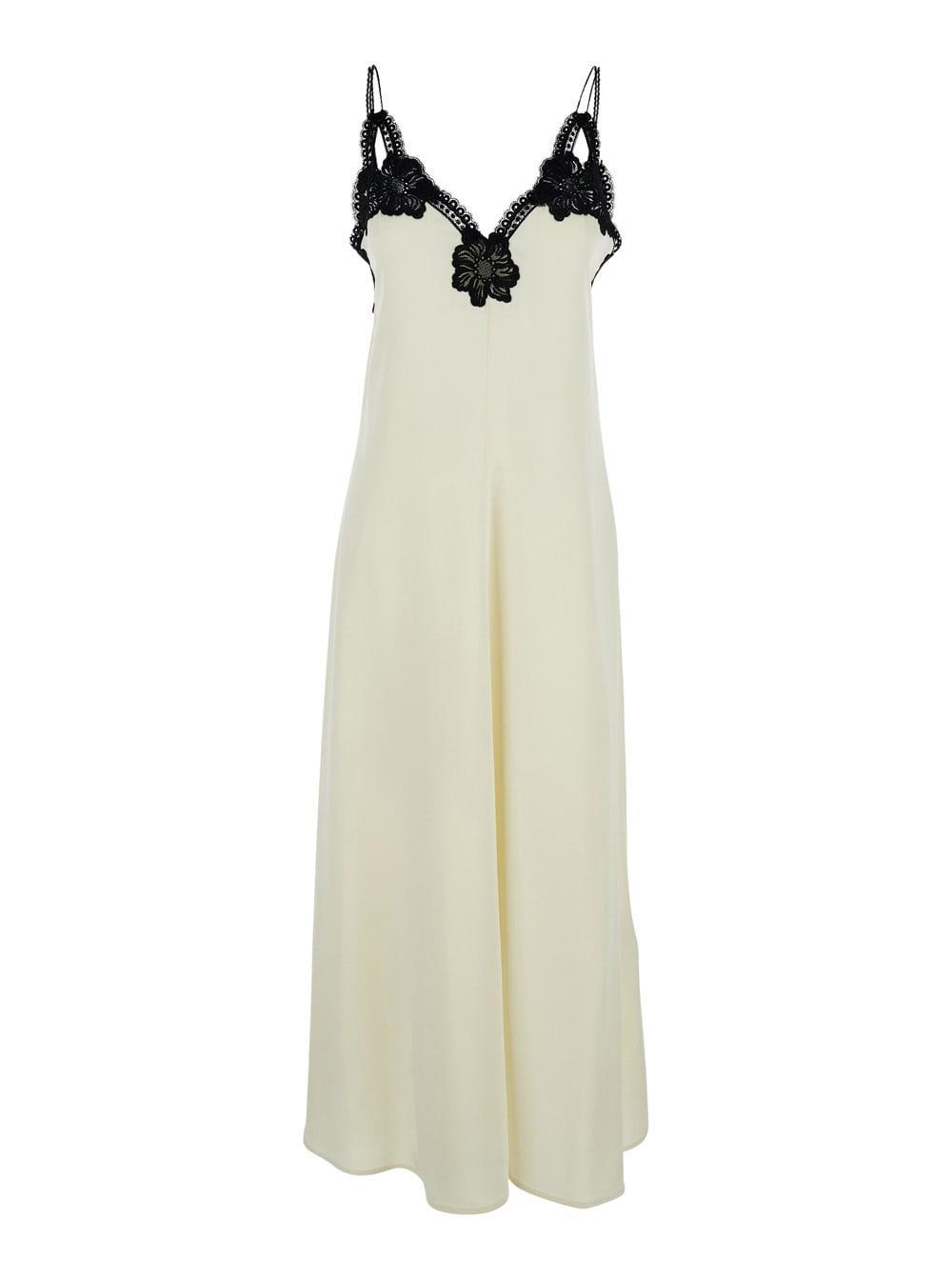 JIL SANDER Embroidered Crepe Satin Midi Dress In Green Product Image