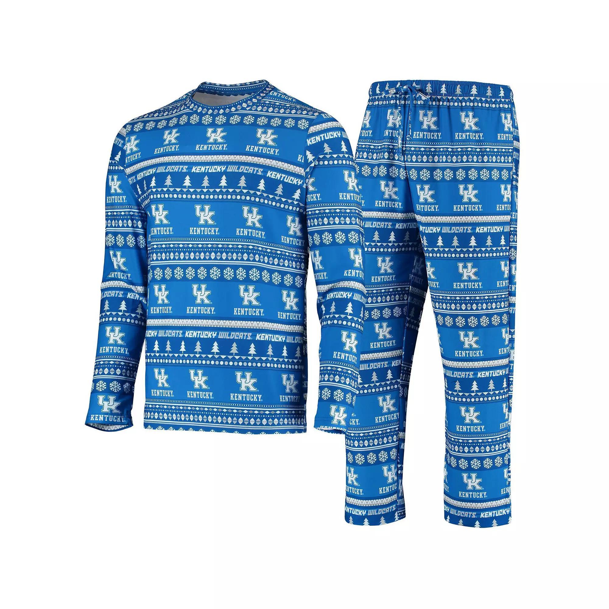 Men's Concepts Sport Royal Kentucky Wildcats Ugly Sweater Knit Long Sleeve Top and Pant Set, Size: Medium, Blue Product Image