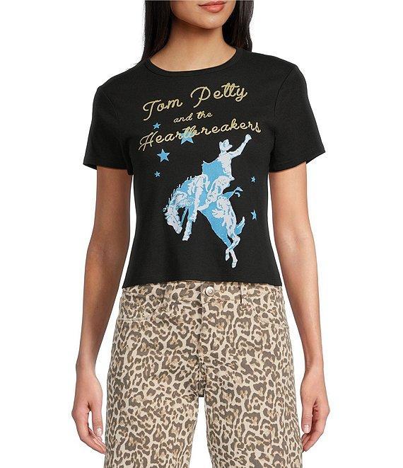 Philcos Tom Petty Horse Graphic Crewneck Short Sleeve Cropped T-Shirt Product Image