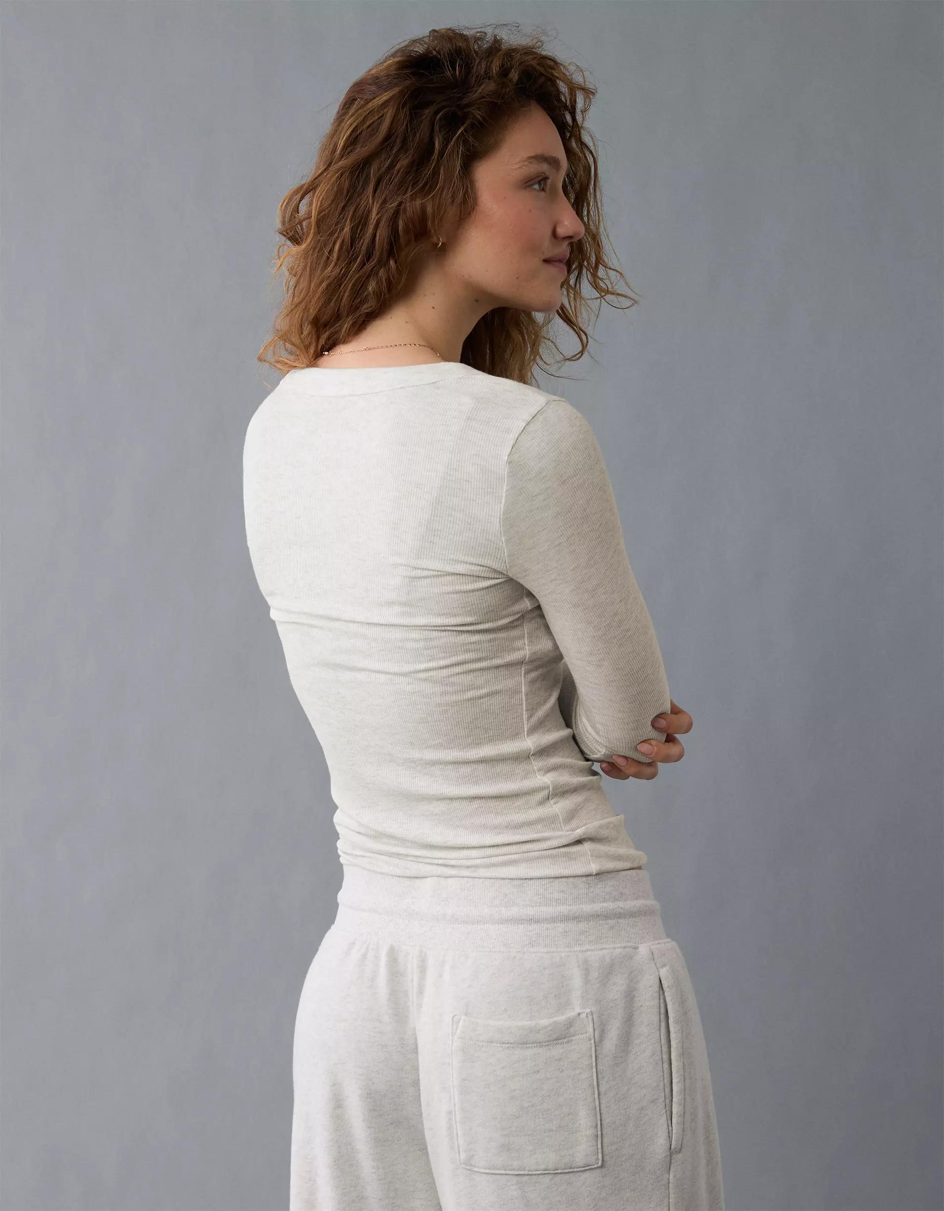 AE Soft & Sexy Long-Sleeve V-Neck T-Shirt Product Image