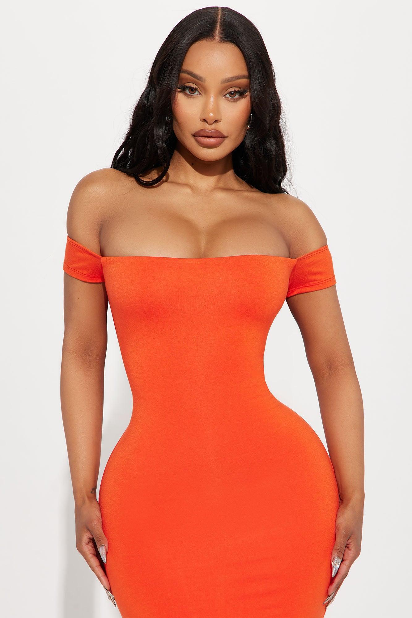 Mina Smooth Double Lined Maxi Dress - Orange Product Image