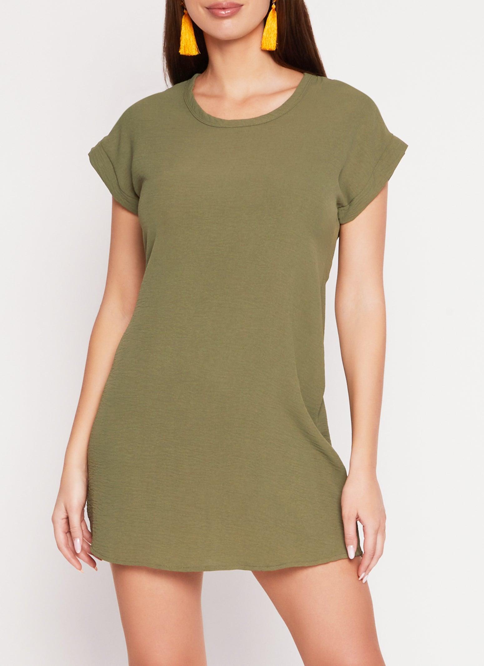 Womens Crepe Knit Short Sleeve Shift Dress Product Image