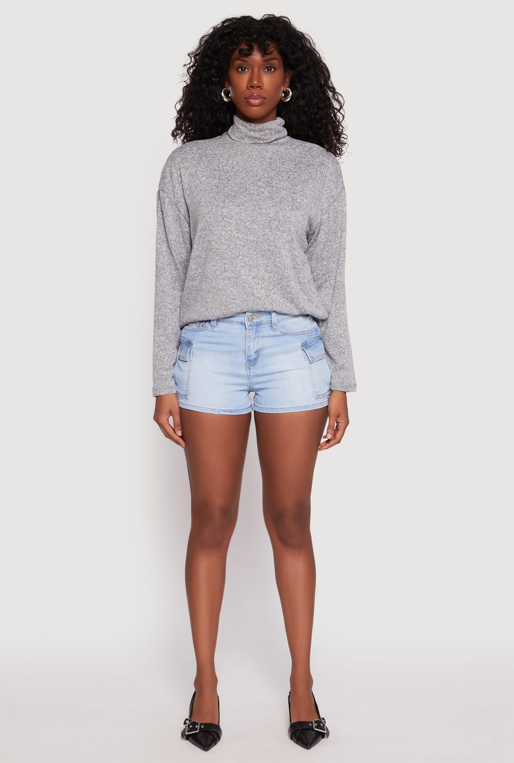 Womens WAX Cargo Pocket Denim Shorts Product Image