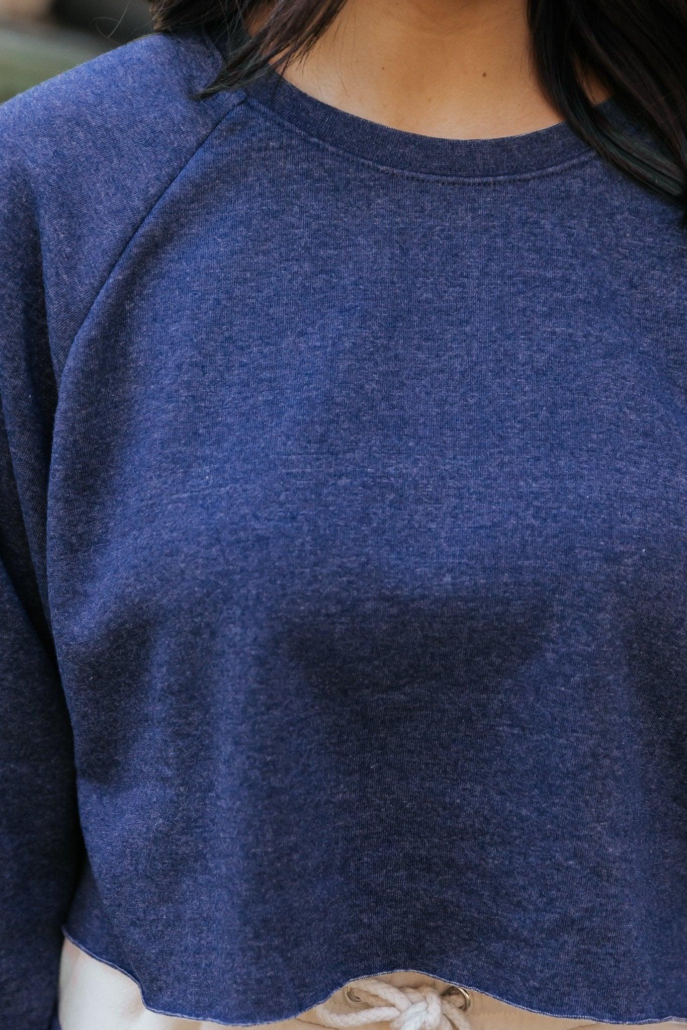 Jenna Navy Fleece Sweatshirt - FINAL SALE Product Image