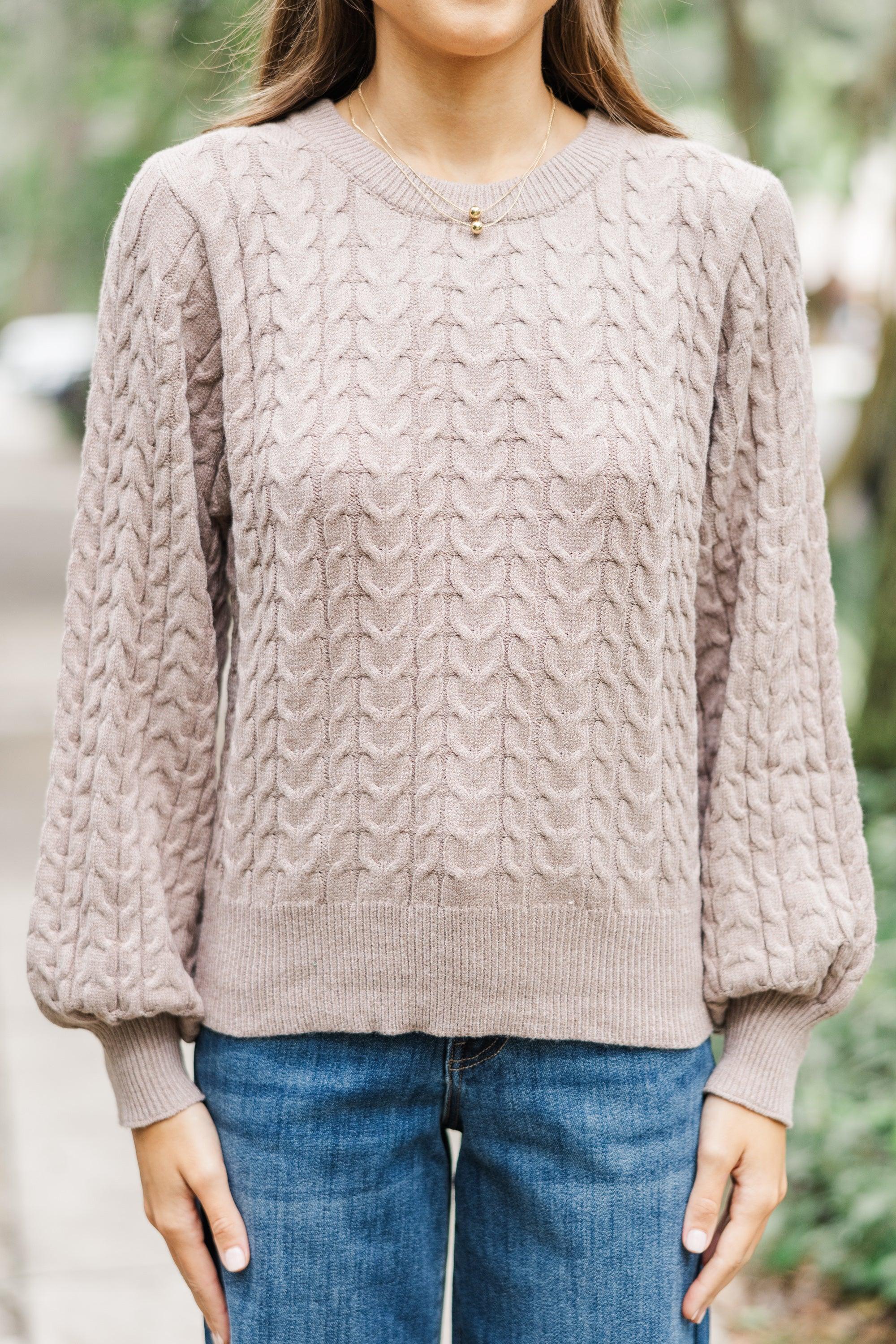 Invest In Cozy Mocha Brown Cable Knit Sweater Female Product Image