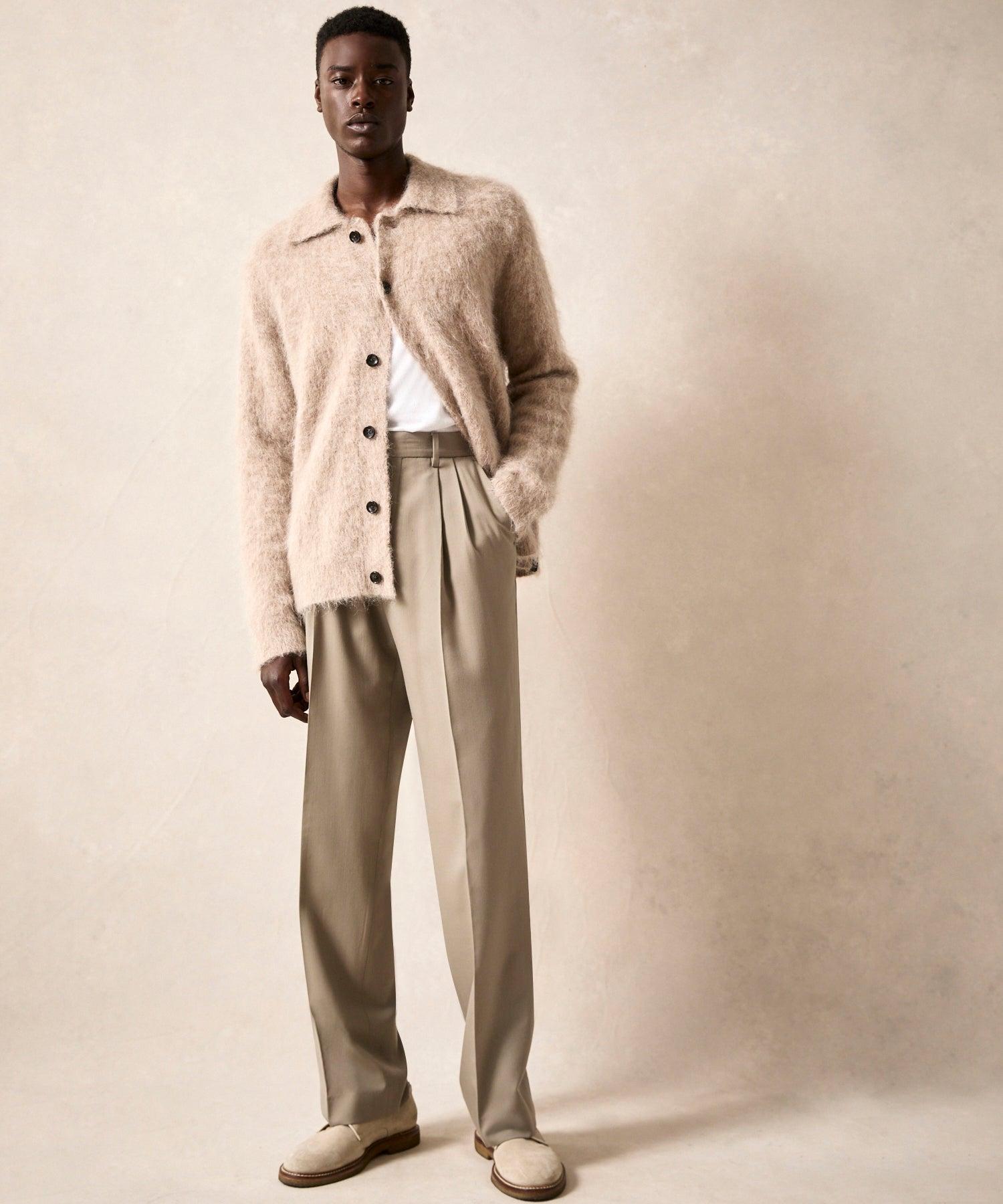 Over-Brushed Mohair Sweater Jacket in Sand Stone Product Image