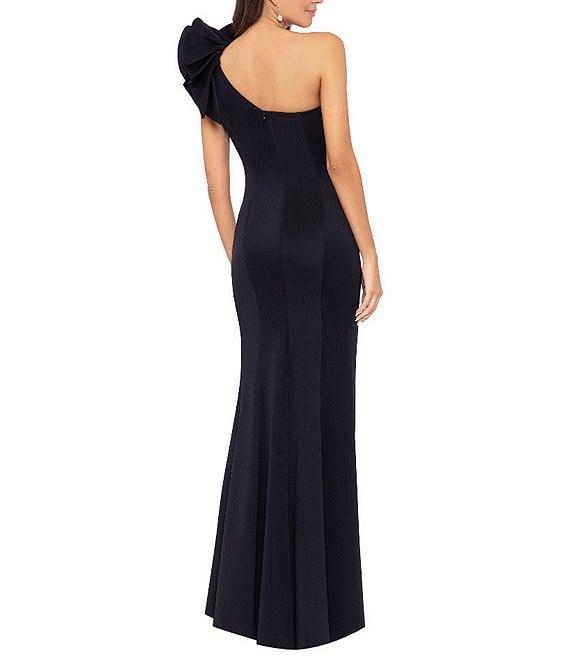 Betsy & Adam Petite Size One Shoulder Flower Detail Sleeveless Sheath Dress Product Image