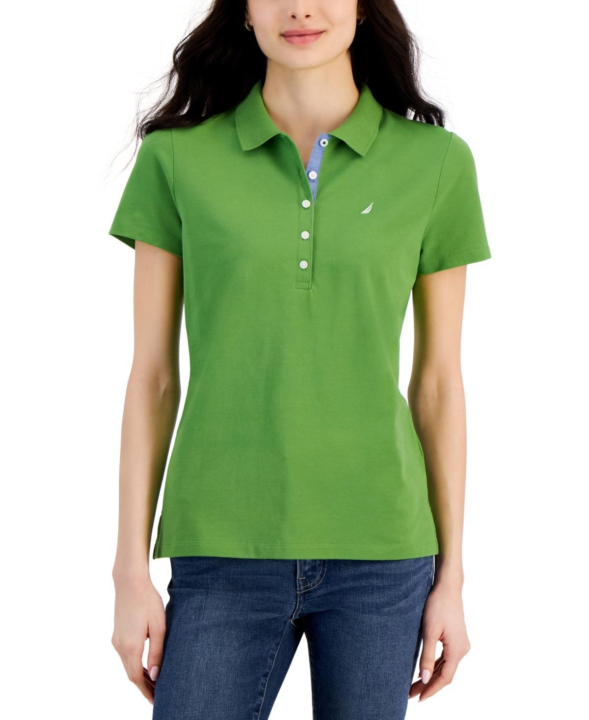 Nautica Jeans Womens Short-Sleeve Polo-Collar Shirt Product Image