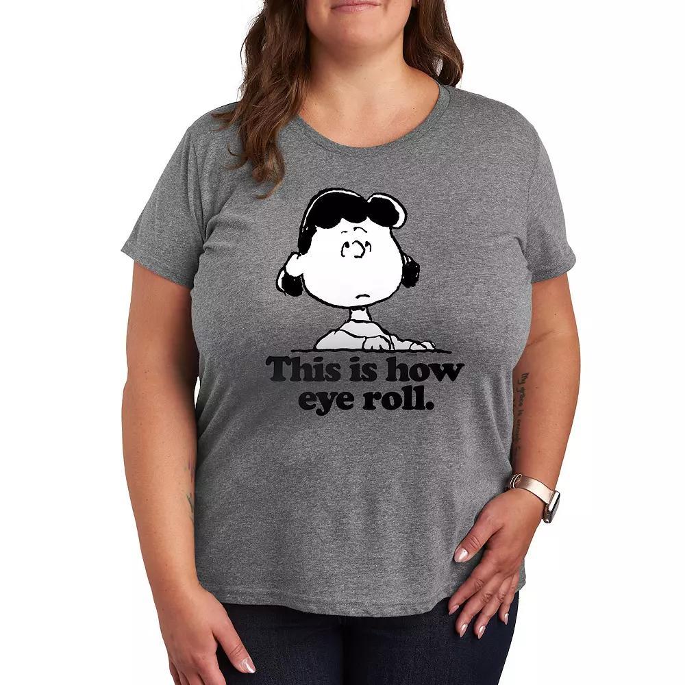 Plus Peanuts Lucy This Is How Eye Roll Graphic Tee, Women's, Size: 2XL, Grey Gray Product Image