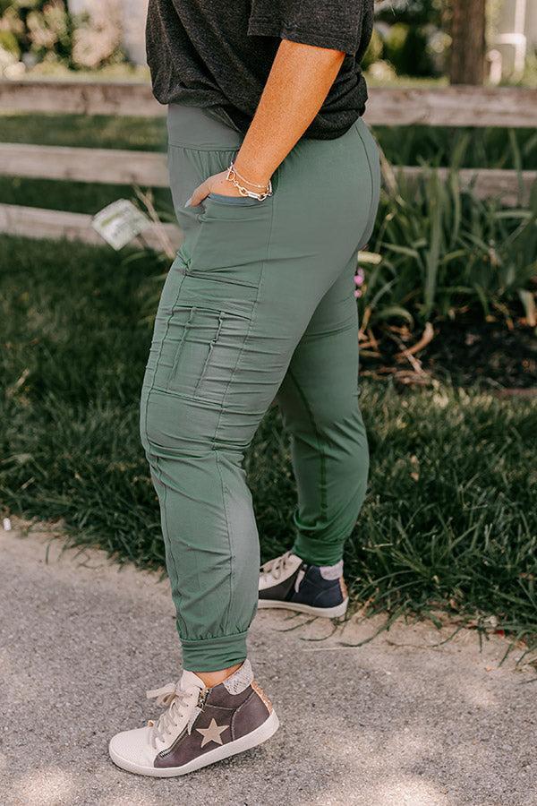 Ivy League Style High Waist Butter Soft Joggers In Light Forest Curves Product Image