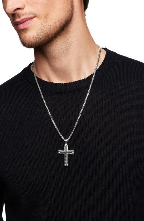 David Yurman Mens Chevron Cross Pendant in Sterling Silver with Black Diamonds, 33.5mm Product Image