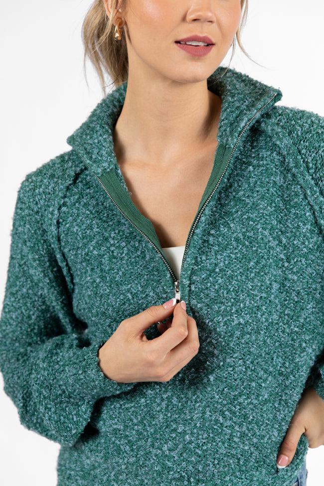 Signature Move Green Fuzzy Quarter Zip Pullover FINAL SALE Product Image